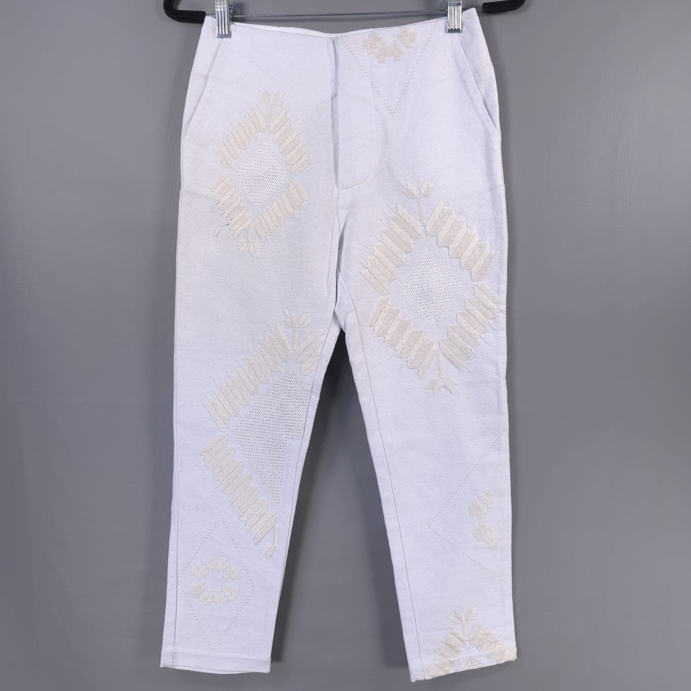 RUE‎ MARISCAL PARAGUAY🇵🇾MADE Cotton HANDMADE Embroideries Crop Pants Size 0